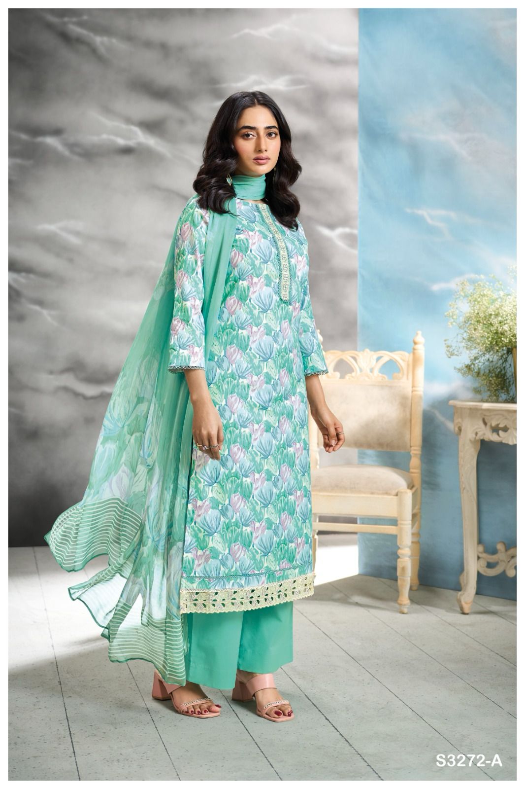 Greta 3272 By Ganga Cotton Printed Dress Material Suppliers In India